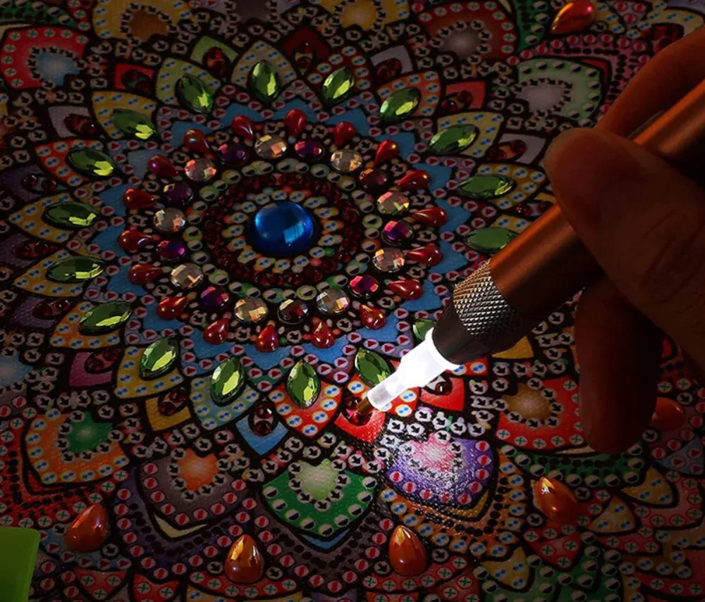 Diamond painting - Svítící LED aplikační pero s USB kabelem - zlaté