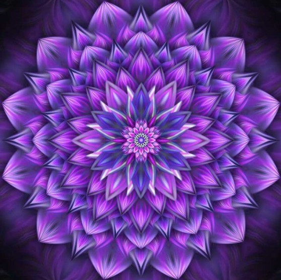 Diamantové malování/Homfun - Mandala fialová vrstvená