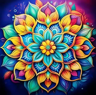 Diamantové malování/Homfun - Mandala barevná vrstvená + perleťové kamínky