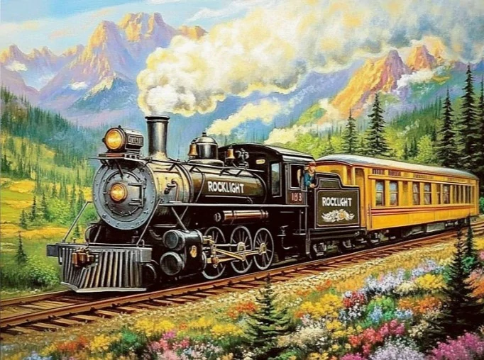 Diamantové malování - Parní vlak (60x80)