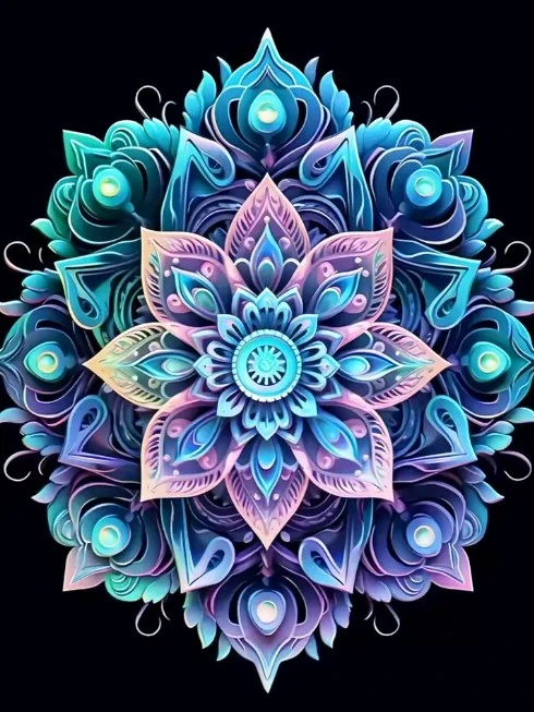 Diamantové malování/Huacan - Modro fialová mandala