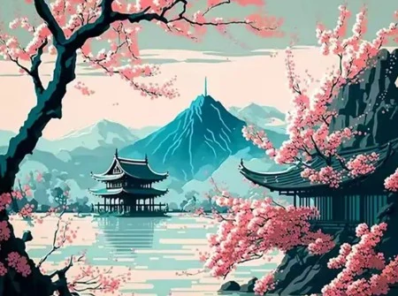Diamantové malování/Homfun - Japonská zahrada