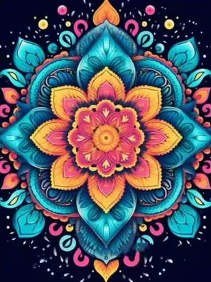 Diamantové malování/Homfun - Mandala modro-oranžová II + třpytivé kamínky