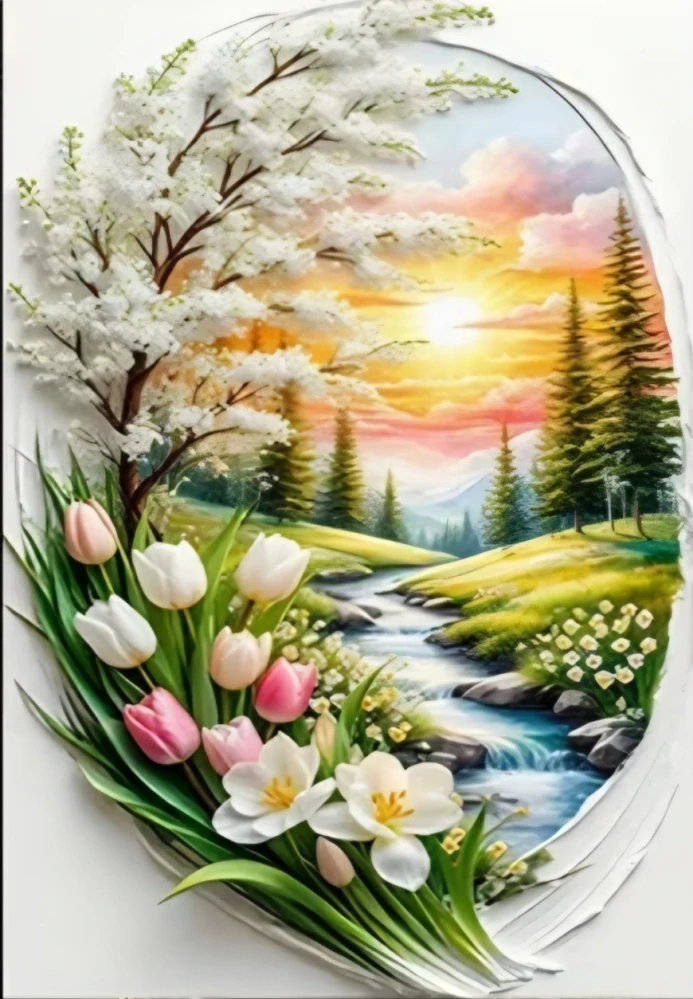 Diamantové malování - Potůček v údolí (60x80)