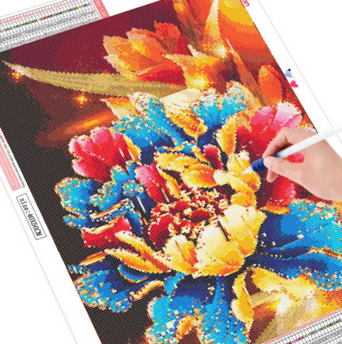 Diamantové malování/Huacan - Barevná květina II