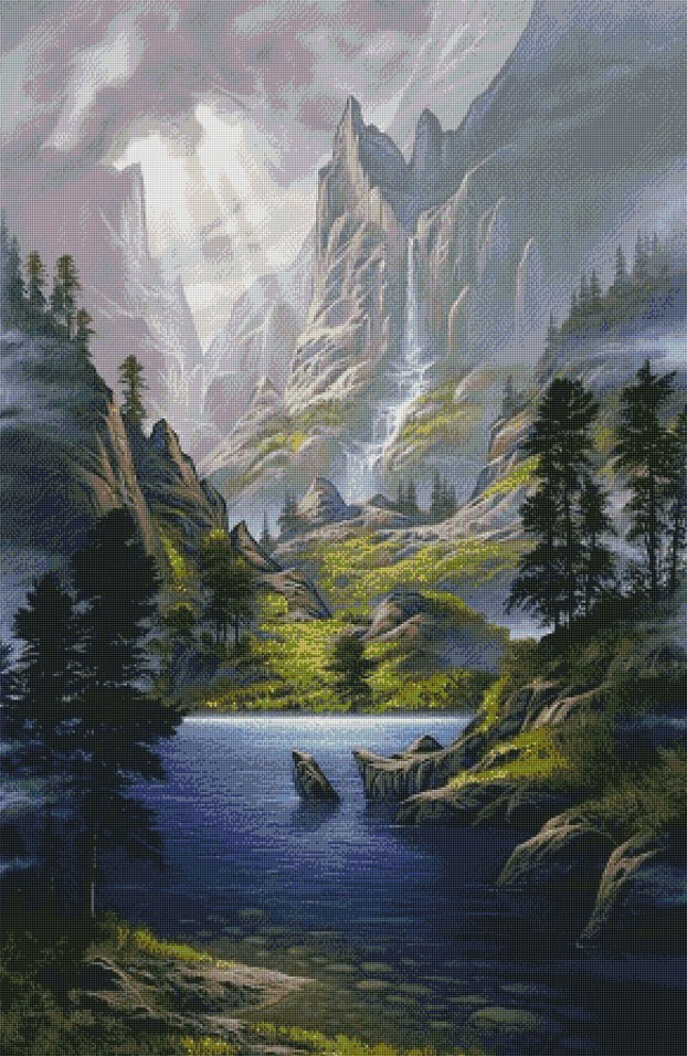 Diamantové malování - Horský vodopád (120 x 80)