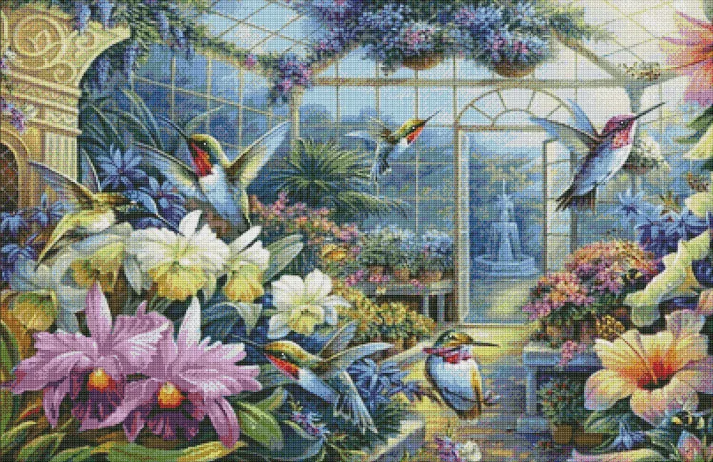 Diamantové malování - Zimní zahrada (120 x 80)