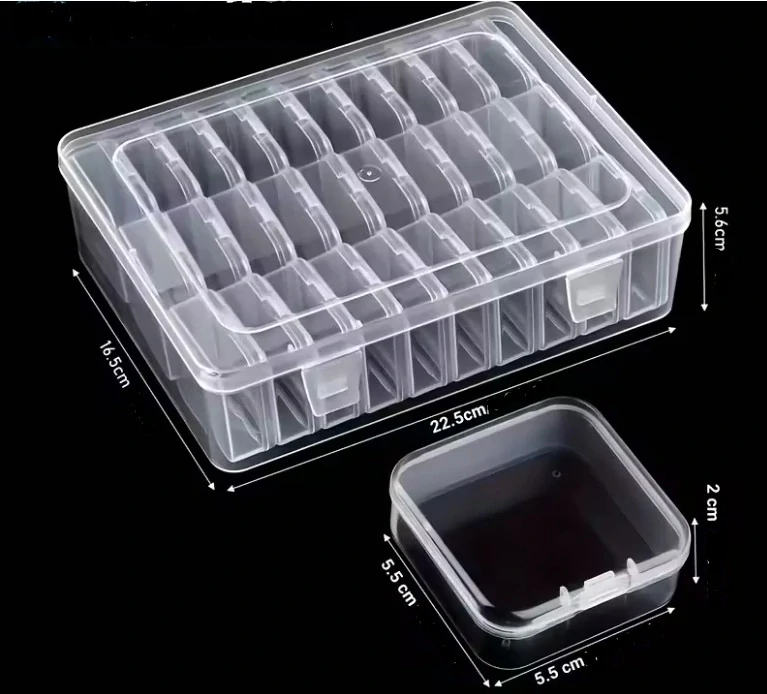 Úložný box na diamanty - 30 přihrádek - průhledný