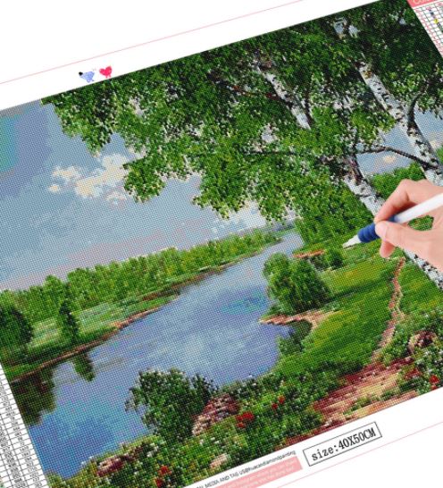 Diamond painting/Huacan - Břízky nad řekou
