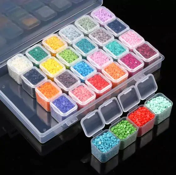 Úložný box na diamanty - 28 přihrádek - průhledný