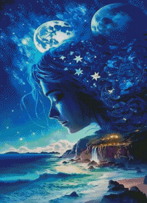 Diamantové malování - Hvězdičková víla v modrém (60x80)