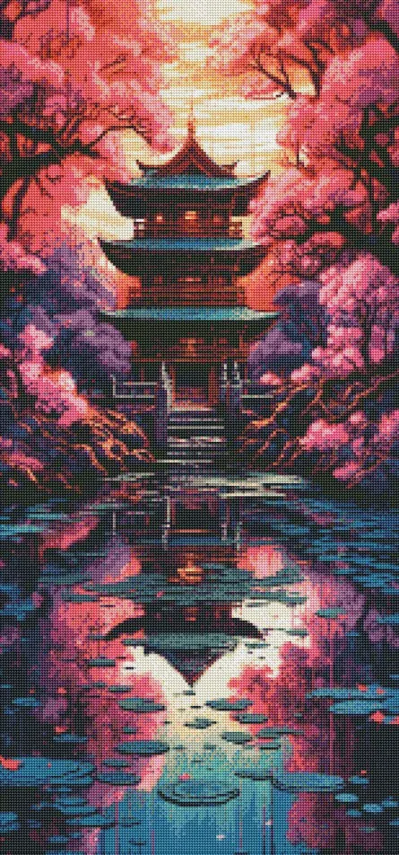 Diamantové malování - Japonský chrám (100 x 50)