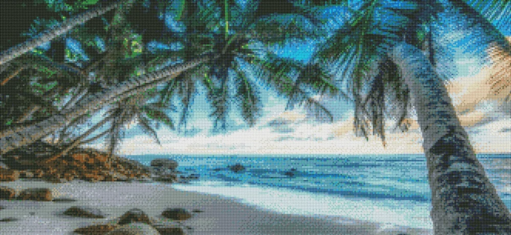 Diamantové malování - Relax na pláži + perleťové kamínky (100x50)