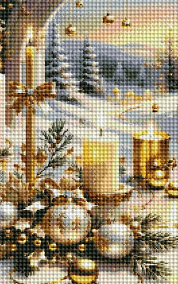 Diamantové malování - Vánoční + třpytivé kamínky (40x60)