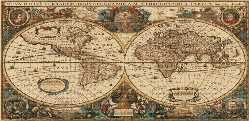 Diamantové malování - XXXL - Historická mapa světa (200x100)