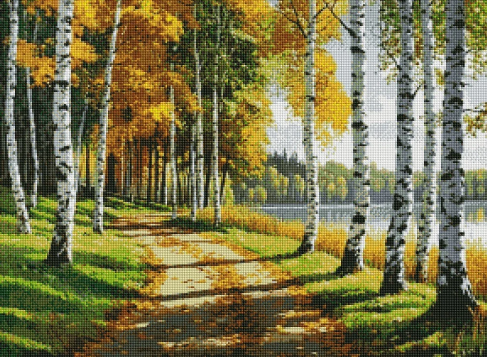 Diamantové malování - Podzimní břízky (60x80)