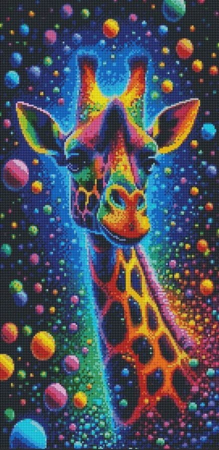 Diamantové malování - Barevná žirafa (85 x 45)