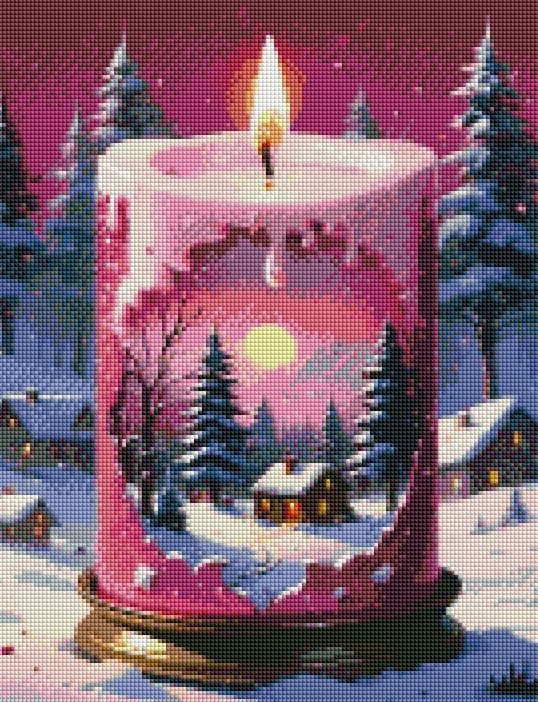Diamantové malování - Zimní krajina ve svíčce