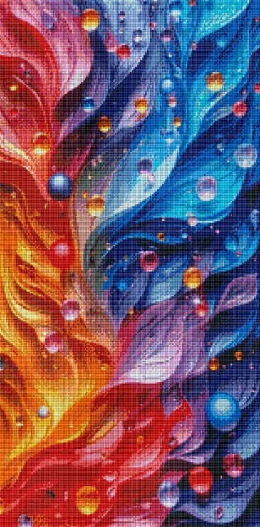 Diamantové malování - Abstrakce + třpytivé kamínky (85 x 45)