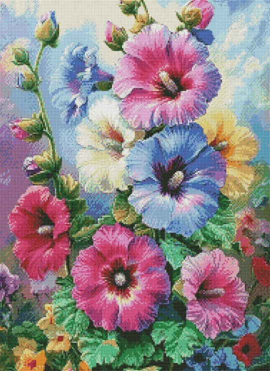 Diamantové malování - Barevné ibišky (60x80)