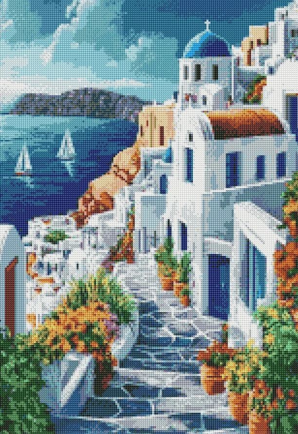 Diamantové malování - Vzpomínky na Řecko (50x70)