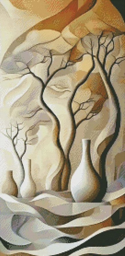 Diamantové malování - Vázy a keře (85 x 45)