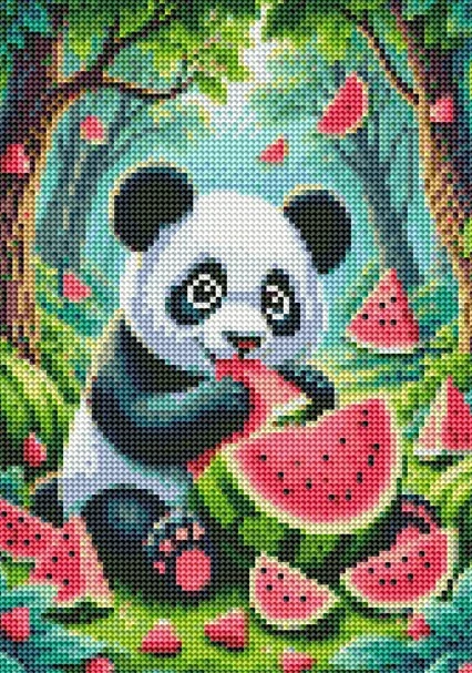 Diamantové malování - Panda a meloun