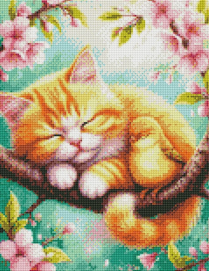 Diamantové malování - Koťátko a ptáček