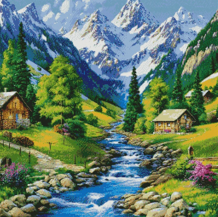 Diamantové malování - Potůček v podhůří (70 x 70)