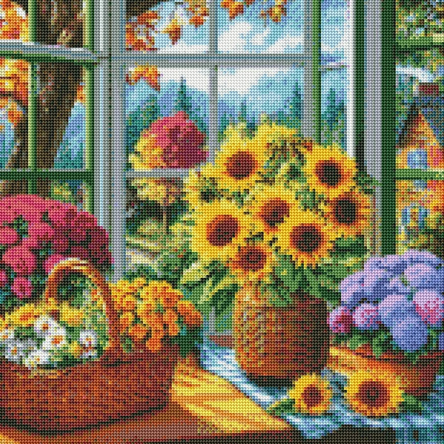Diamantové malování - Květinový výklenek (50 x 50)