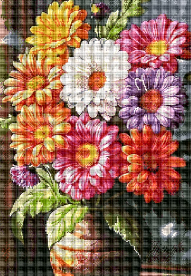 Diamantové malování - Barevné gerbery (50x70)