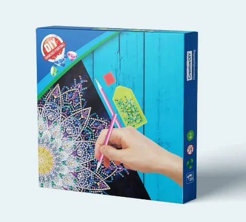 Diamantové malování - Diamantovací úložná krabička - modrá