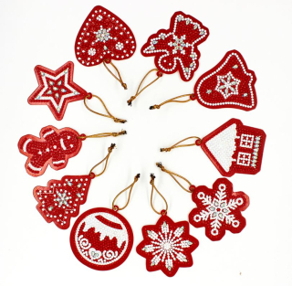 Diamantové malování - Vánoční ozdoby - třpytivé kamínky