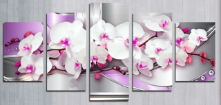 Diamantové malování - Orchidej bílo-fialová