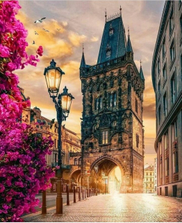 Diamantové malování - Prašná brána (60x80)