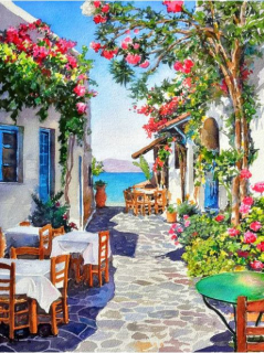 Diamantové malování/Huacan - Restaurace v uličce