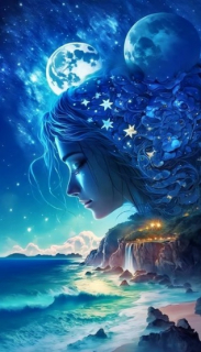 Diamantové malování - Hvězdičková víla v modrém (60x80)