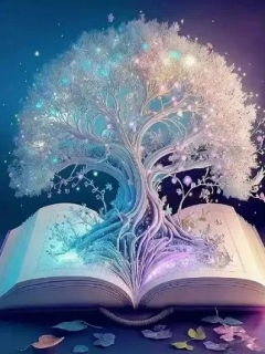 Diamantové malování/Huacan - Třpytivý strom na knize