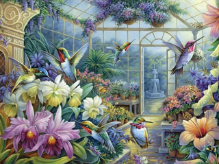 Diamantové malování - Zimní zahrada (120 x 80)