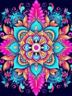 Diamantové malování/Homfun - Modro-růžová mandala + třpytivé kamínky