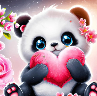 Diamantové malování/Homfun - Panda a srdce