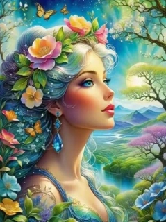 Diamantové malování/Huacan - Květinová víla