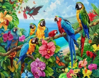 Diamantové malování - Papoušci (50x70)