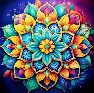 Diamantové malování/Homfun - Mandala barevná vrstvená + perleťové kamínky