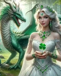 Diamantové malování/Huacan - Čtyřlístková princezna a drak