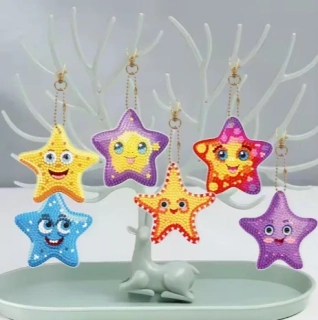 Diamantové malování - Přívěsek - SET 6ks - Hvězdičky