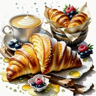 Diamantové malování - Vypečená snídaně + třpytivé kamínky