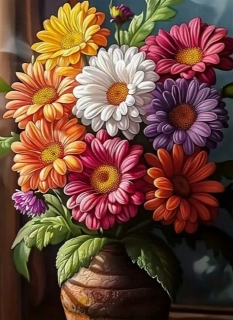 Diamantové malování - Barevné gerbery (50x70)