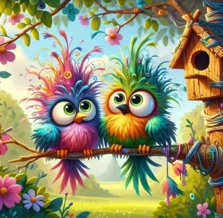 Diamantové malování - Barevní ptáčci