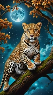 Diamantové malování - Gepard na stromě (85 x 45)